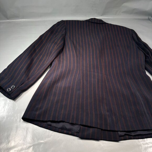 Due Per Due Pinstriped Silk Suit Single Breasted Jacket Womens Blazer - Picture 7 of 16